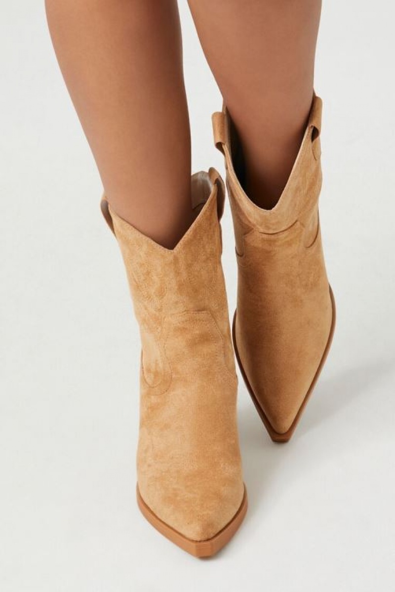 Botas Forever 21 Faux Suede Cowboy Mujer Marrones | o85jLkX55GN