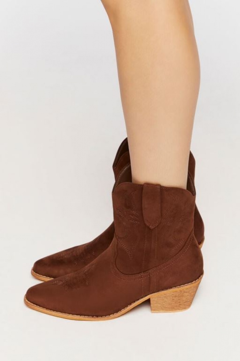 Botas Forever 21 Faux Suede Cowboy Mujer Marrones | Ecv4oGdnUVW