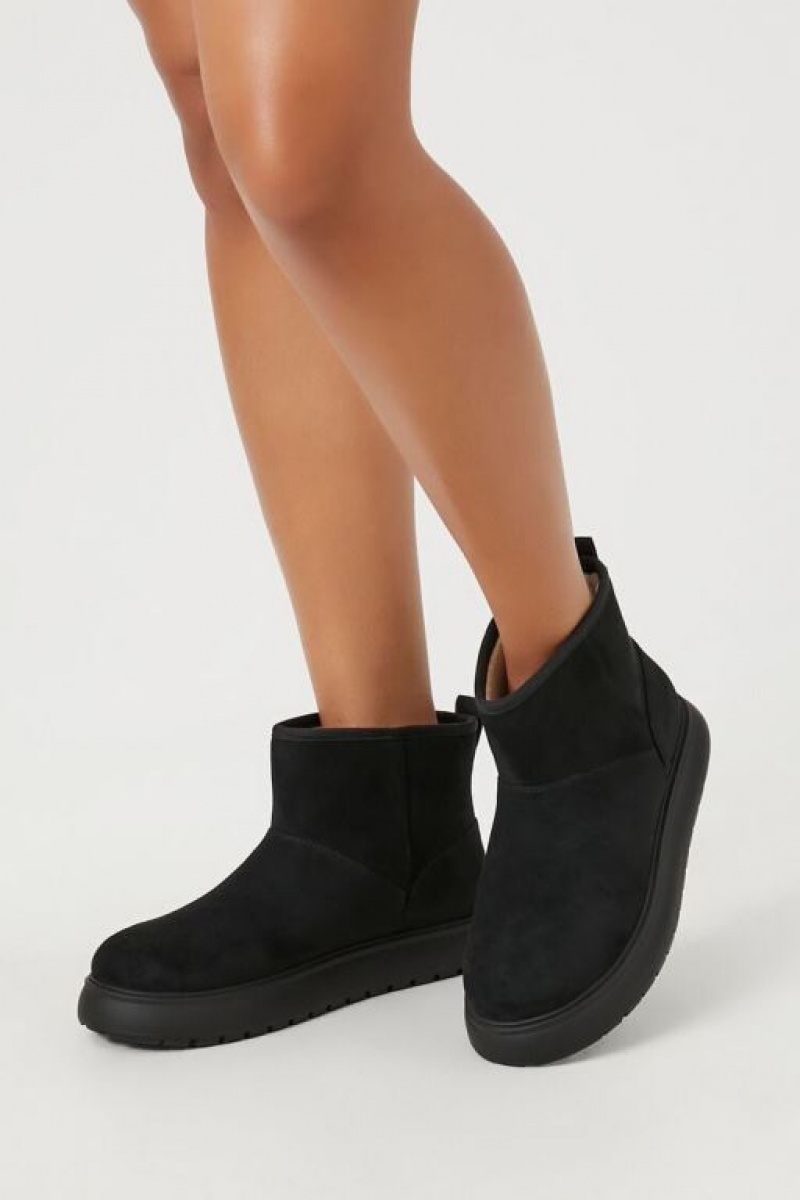 Botas Forever 21 Faux Suede Lug Sole Booties Mujer Negras | FjQgLkN9ZA6