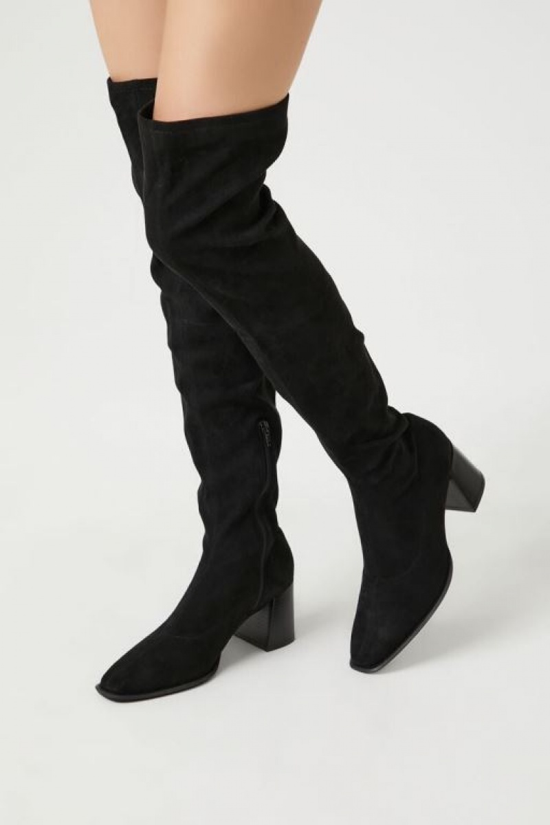 Botas Forever 21 Faux Suede Over The Knee Mujer Negras | yz4dmZ6FjAE