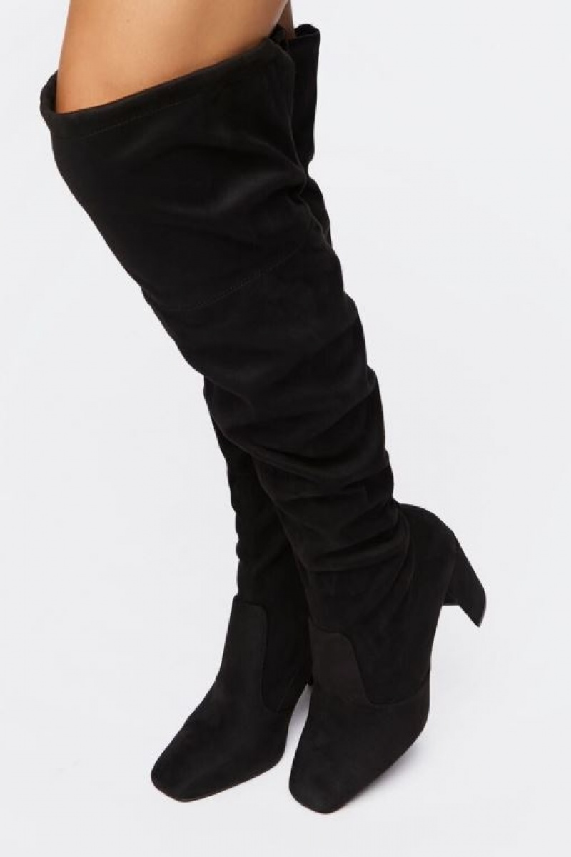 Botas Forever 21 Faux Suede Over The Knee Mujer Negras | 8SVIh9QEOOT