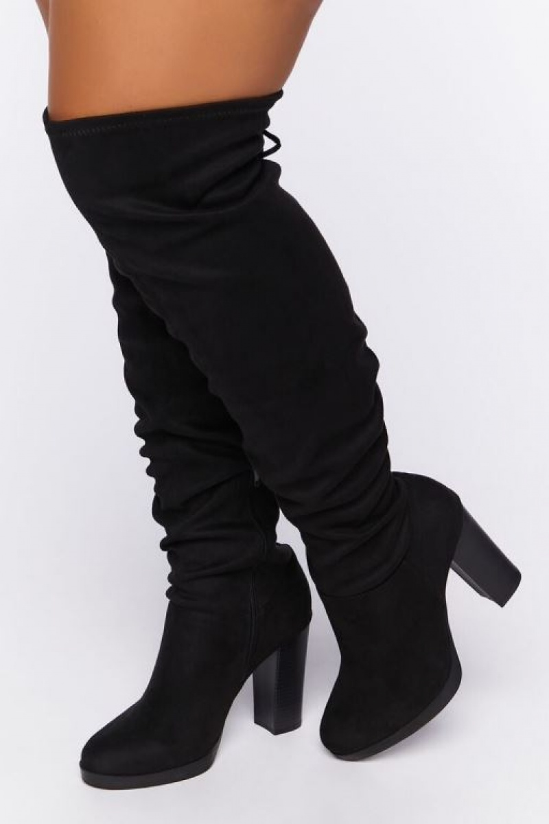 Botas Forever 21 Faux Suede Over The Knee Wide Mujer Negras | kjKhUSEPyHu