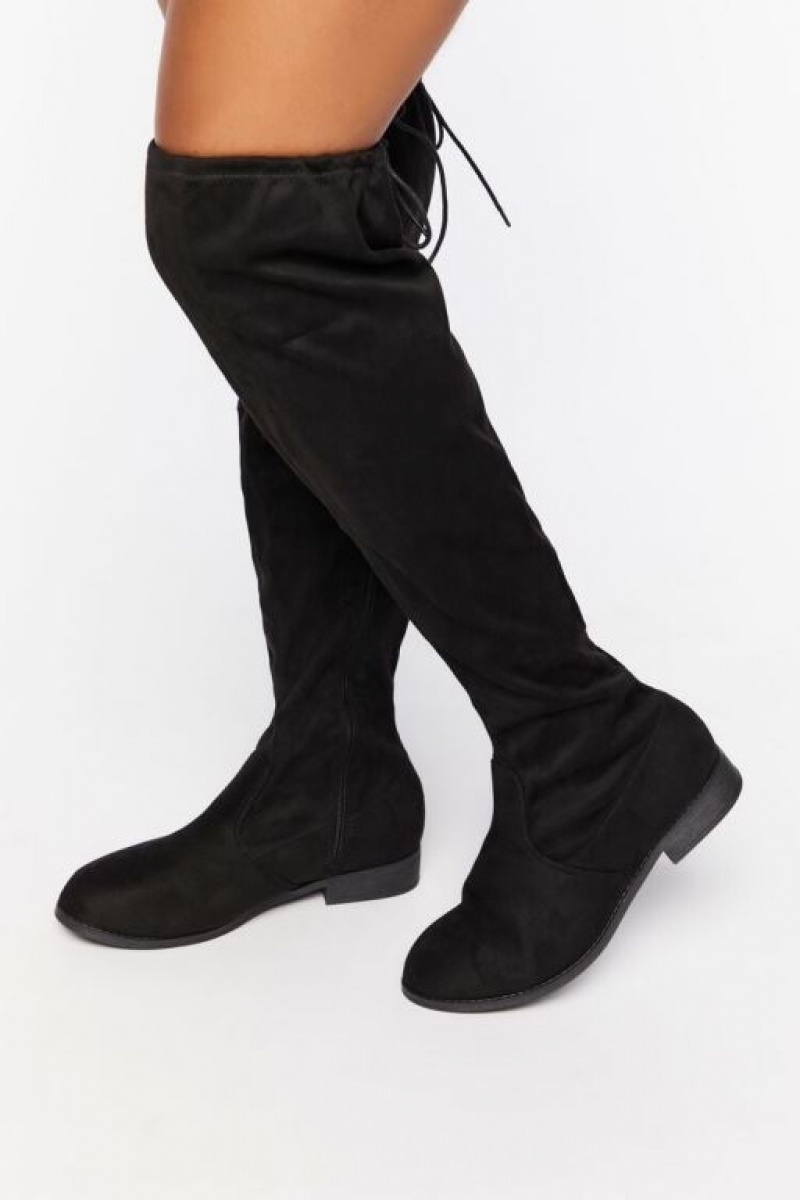 Botas Forever 21 Faux Suede Over The Knee Wide Mujer Negras | TZwlpjYYDRw