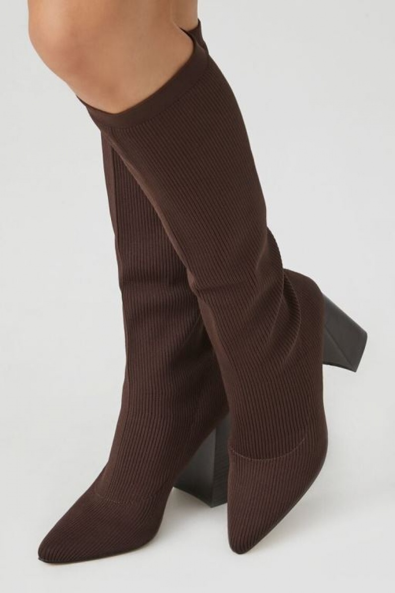 Botas Forever 21 Knee High Sock Mujer Marrones | NbIdGJBBMDc