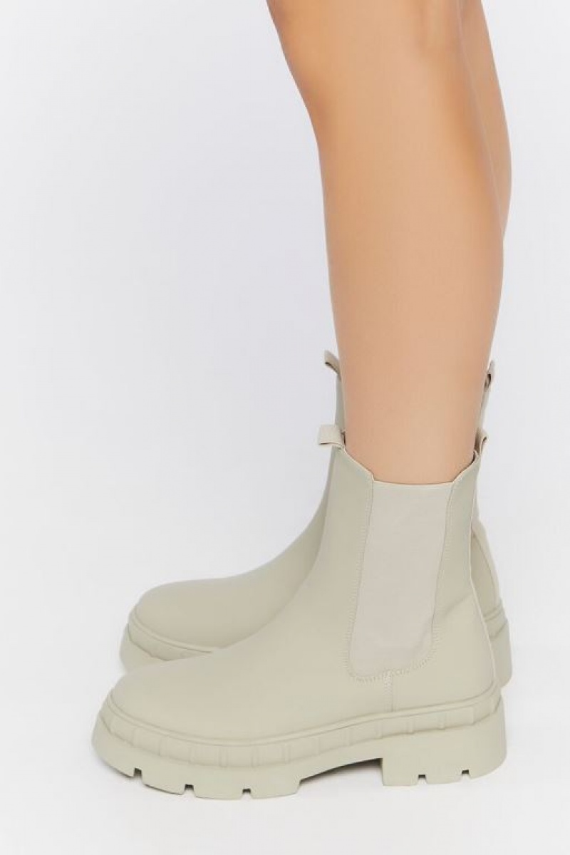 Botas Forever 21 Lug Sole Chelsea Mujer Gris | kwKBlbrUUFX