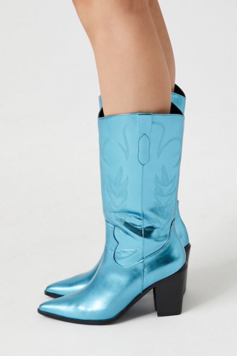 Botas Forever 21 Metallic Cowboy Mujer Azules | SBhvjricd5U