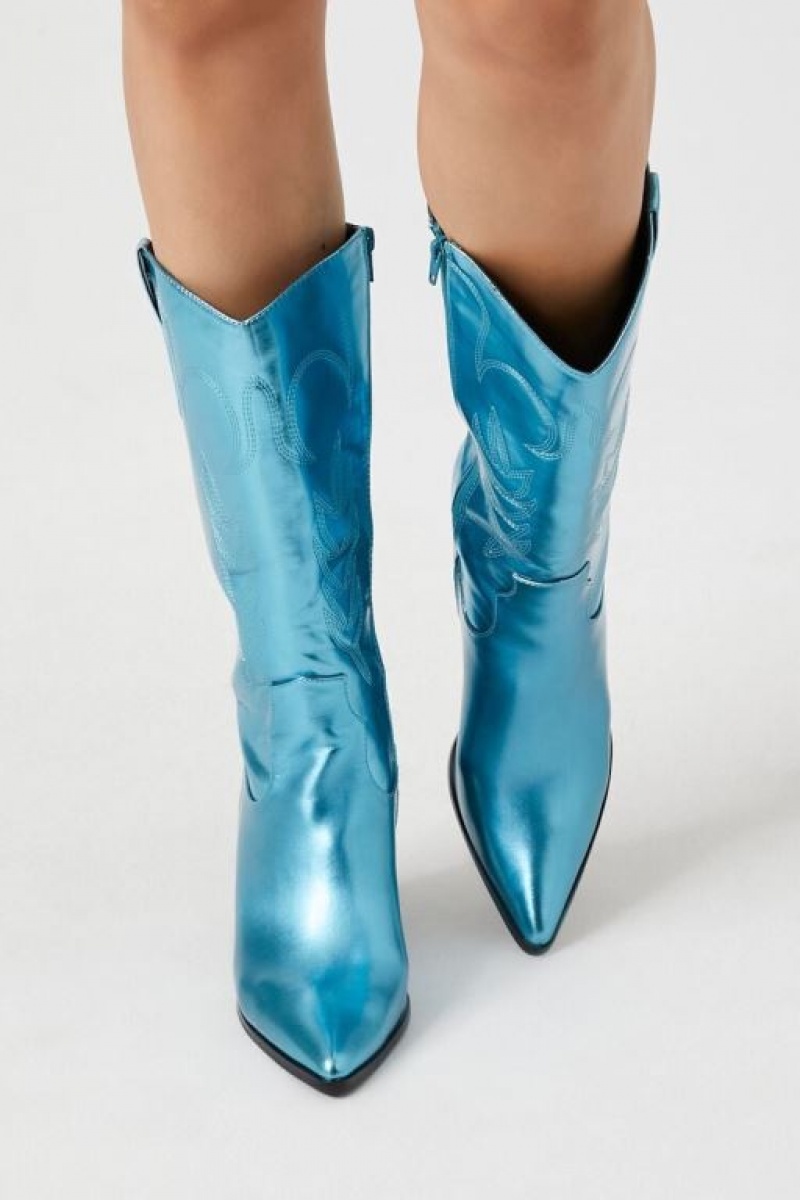 Botas Forever 21 Metallic Cowboy Mujer Azules | SBhvjricd5U