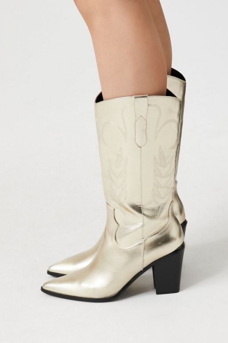 Botas Forever 21 Metallic Cowboy Mujer Doradas | 5XX82I4Q1QV