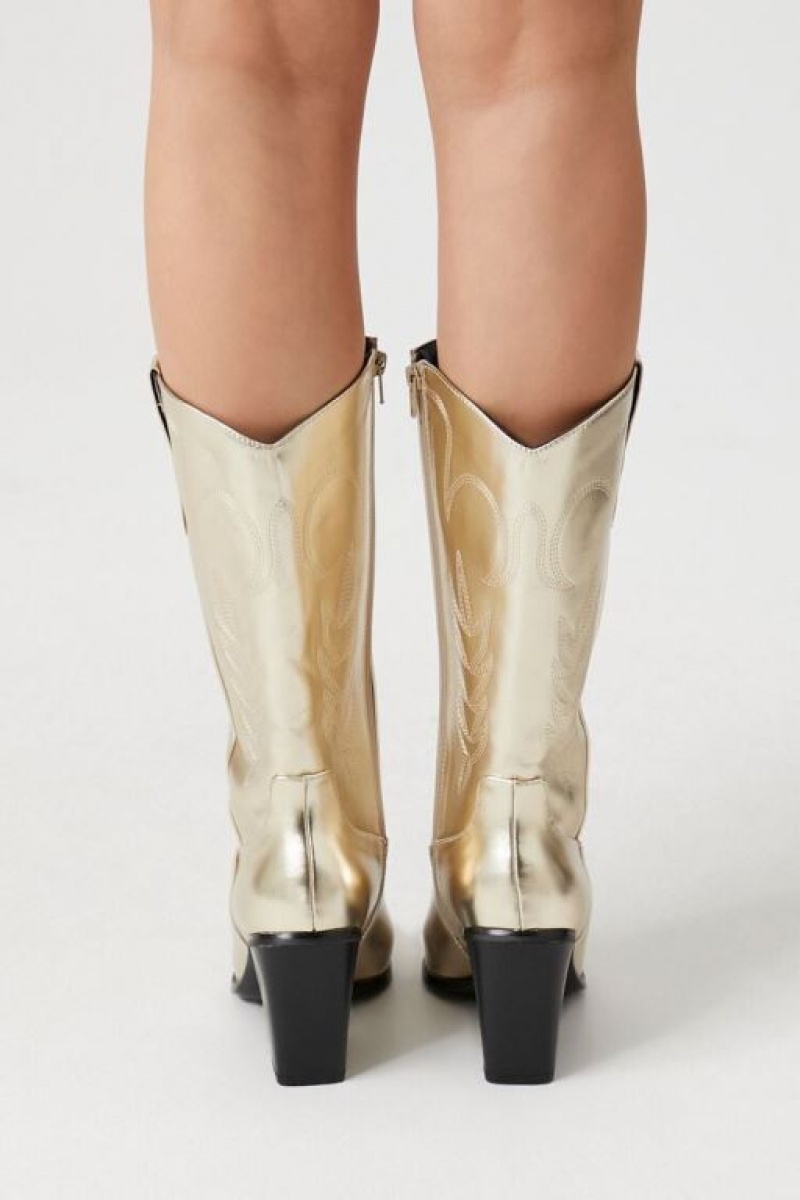 Botas Forever 21 Metallic Cowboy Mujer Doradas | 5XX82I4Q1QV