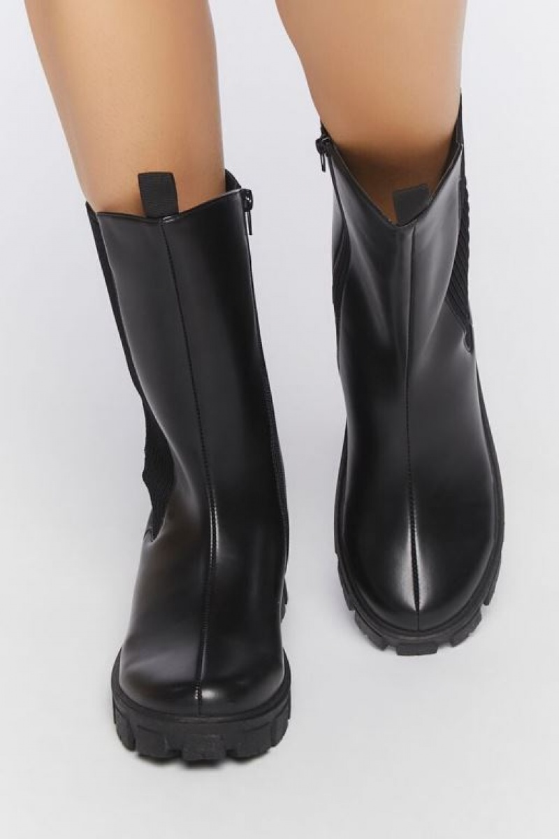 Botas Forever 21 Mid Calf Chelsea Mujer Negras Negras | k4xtxvsh1fq