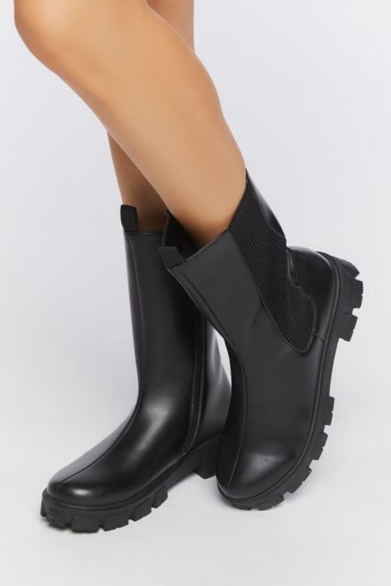 Botas Forever 21 Mid Calf Chelsea Mujer Negras Negras | k4xtxvsh1fq