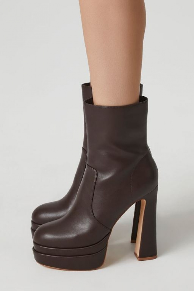 Botas Forever 21 Platform Ankle Booties Mujer Marrones | N9nSCqHRpxA