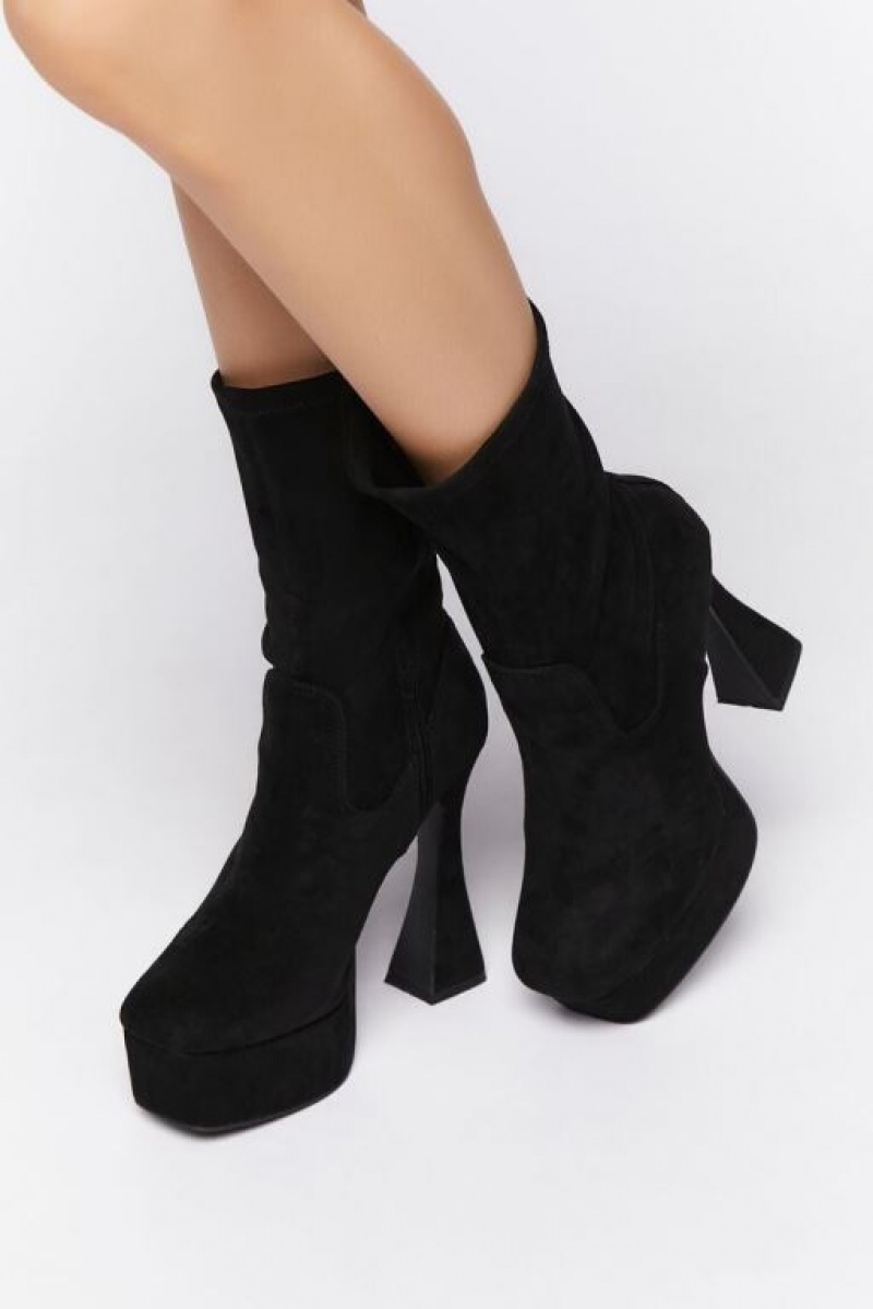 Botas Forever 21 Platform Block Heel Booties Mujer Negras | Pgbws60A7uF