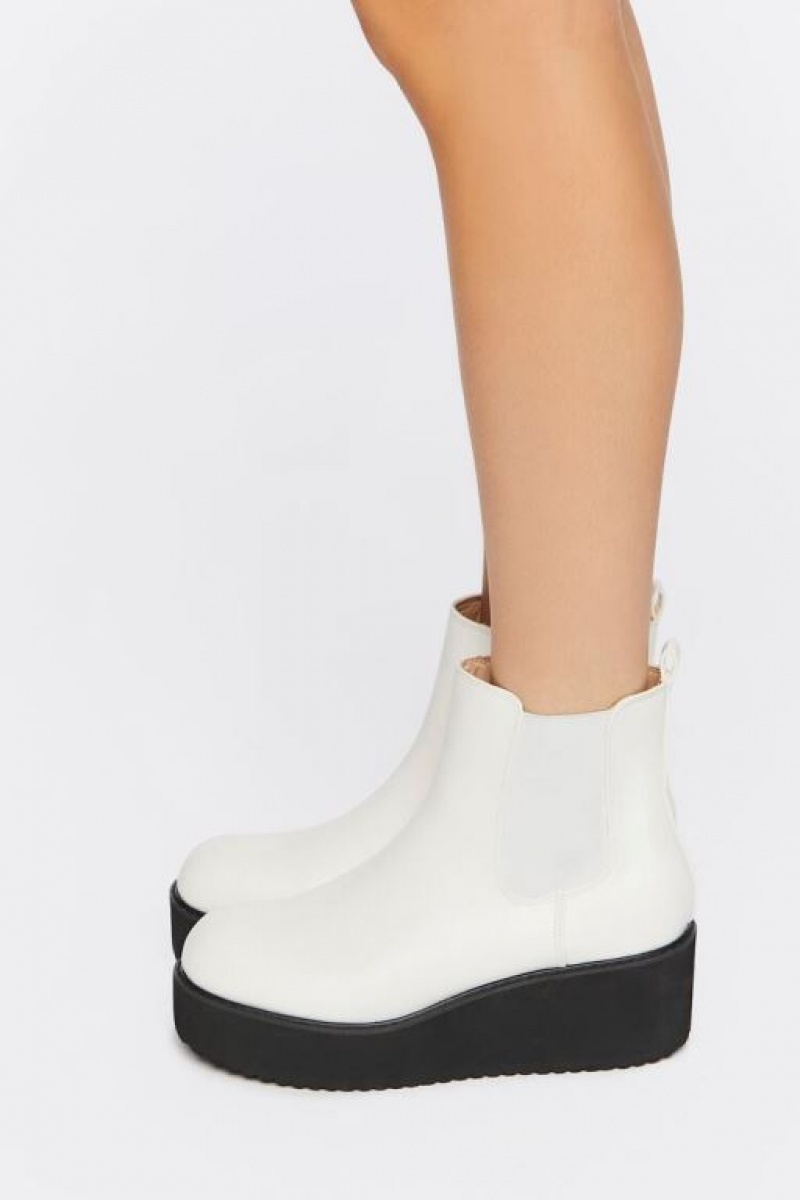 Botas Forever 21 Platform Chelsea Mujer Blancas | vky2Ir7CUVH