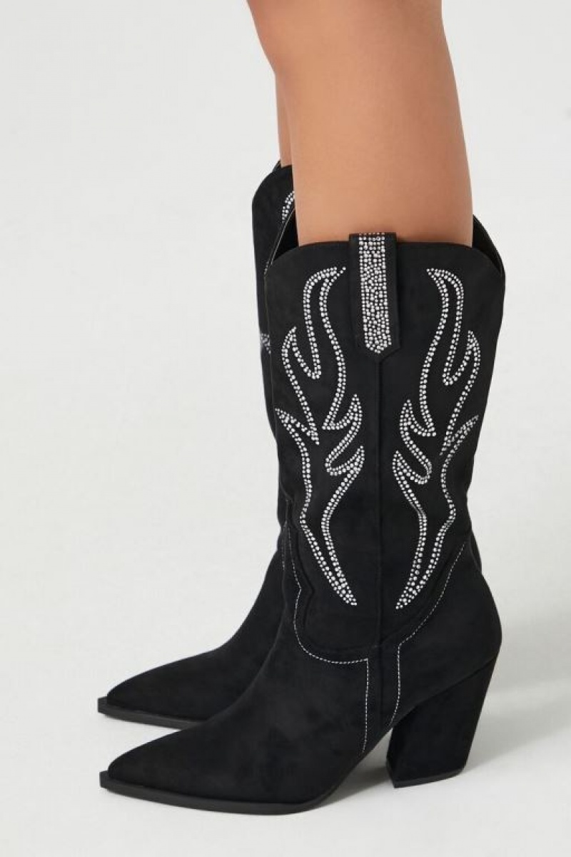 Botas Forever 21 Pointed Toe Cowboy Mujer Negras | WdKQAiGZUq0