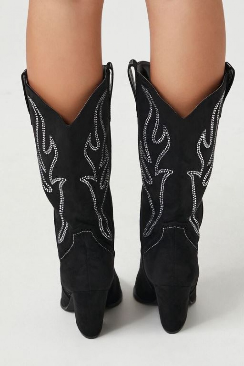 Botas Forever 21 Pointed Toe Cowboy Mujer Negras | WdKQAiGZUq0