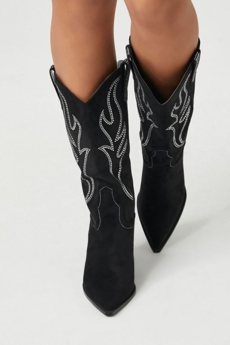 Botas Forever 21 Pointed Toe Cowboy Mujer Negras | WdKQAiGZUq0