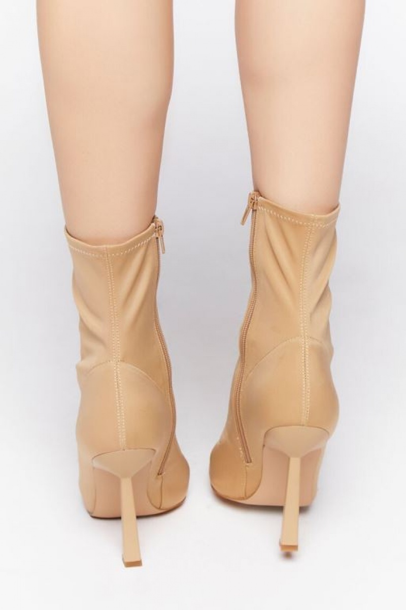 Botas Forever 21 Pointed Toe Stiletto Sock Booties Mujer Beige | ZWsj2T5wxq8