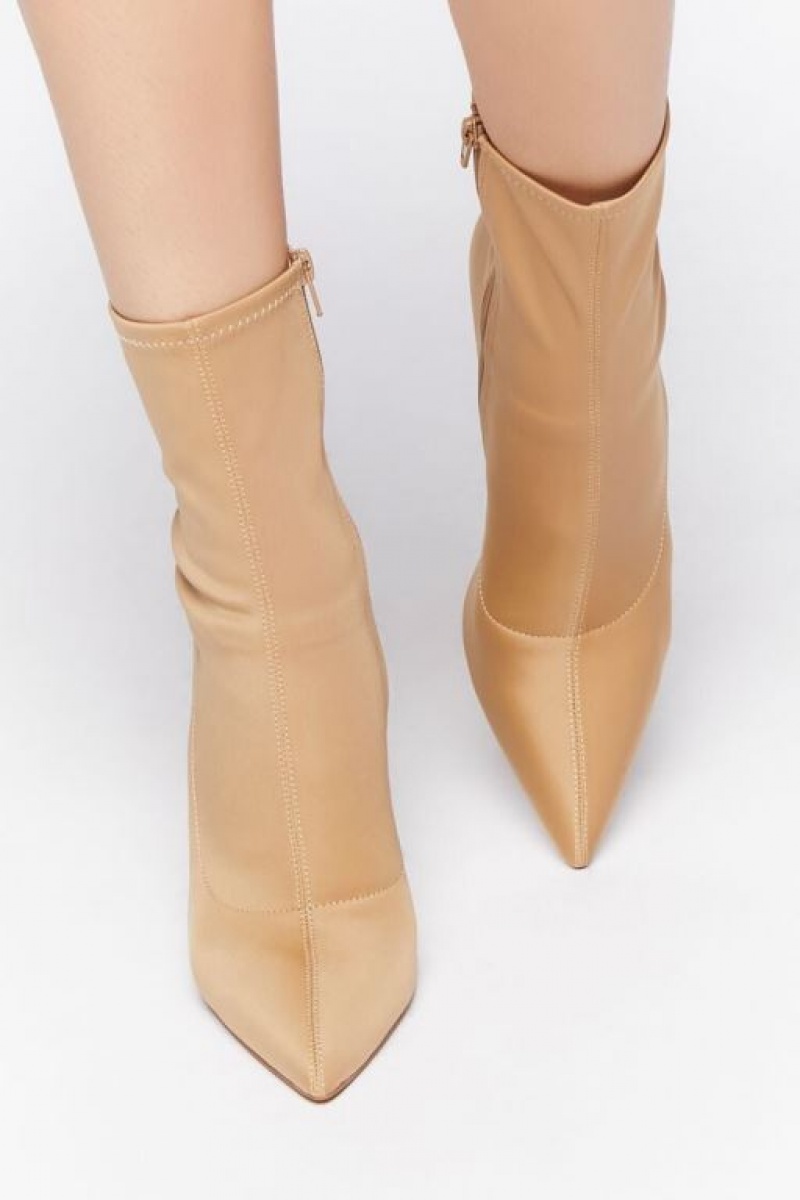 Botas Forever 21 Pointed Toe Stiletto Sock Booties Mujer Beige | ZWsj2T5wxq8