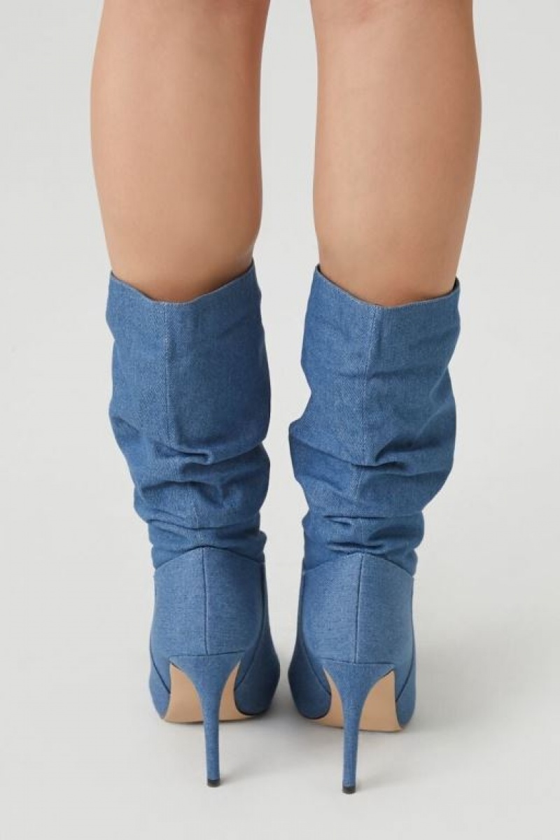 Botas Forever 21 Ruched Denim Stiletto Mujer Azules | bdRDnI5wfGP