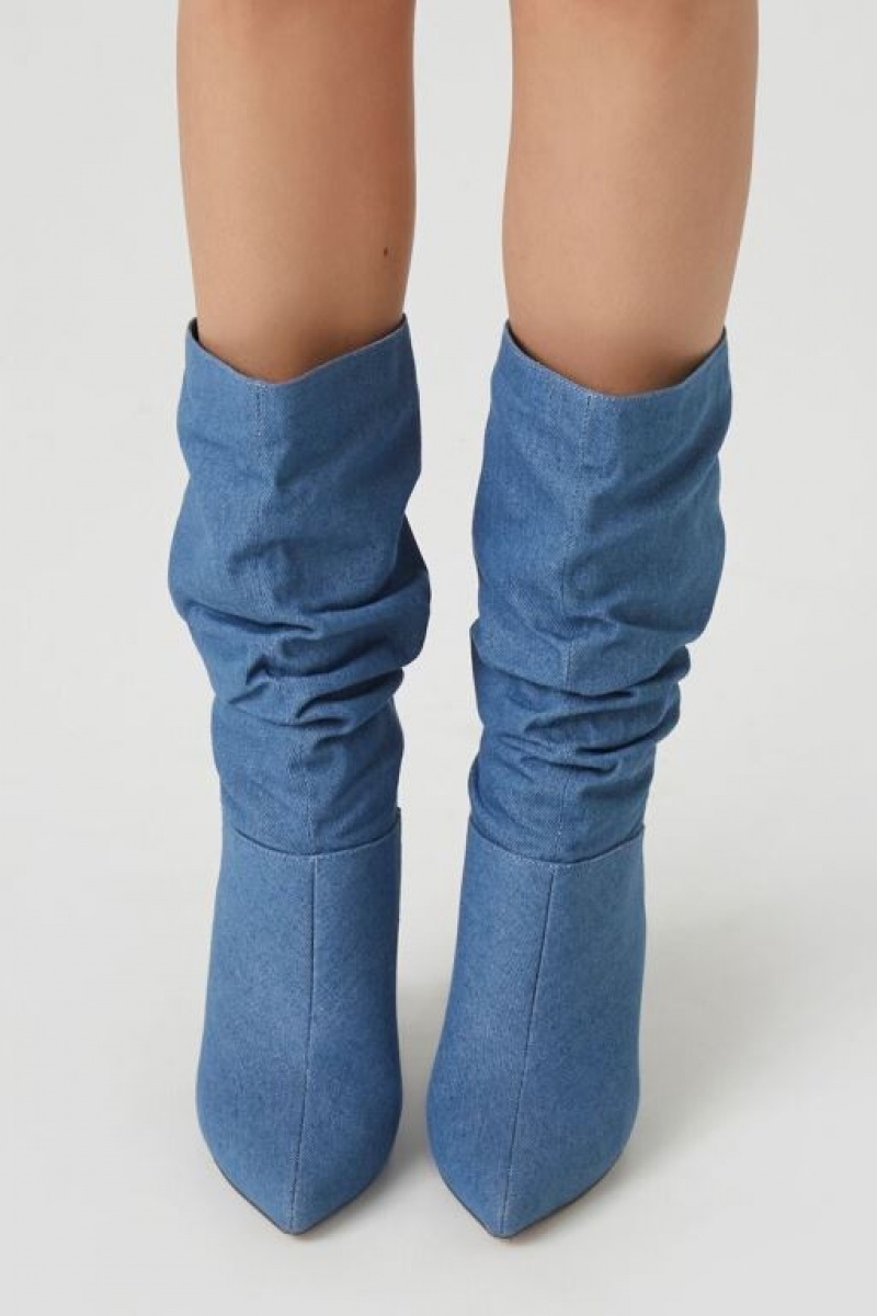 Botas Forever 21 Ruched Denim Stiletto Mujer Azules | bdRDnI5wfGP