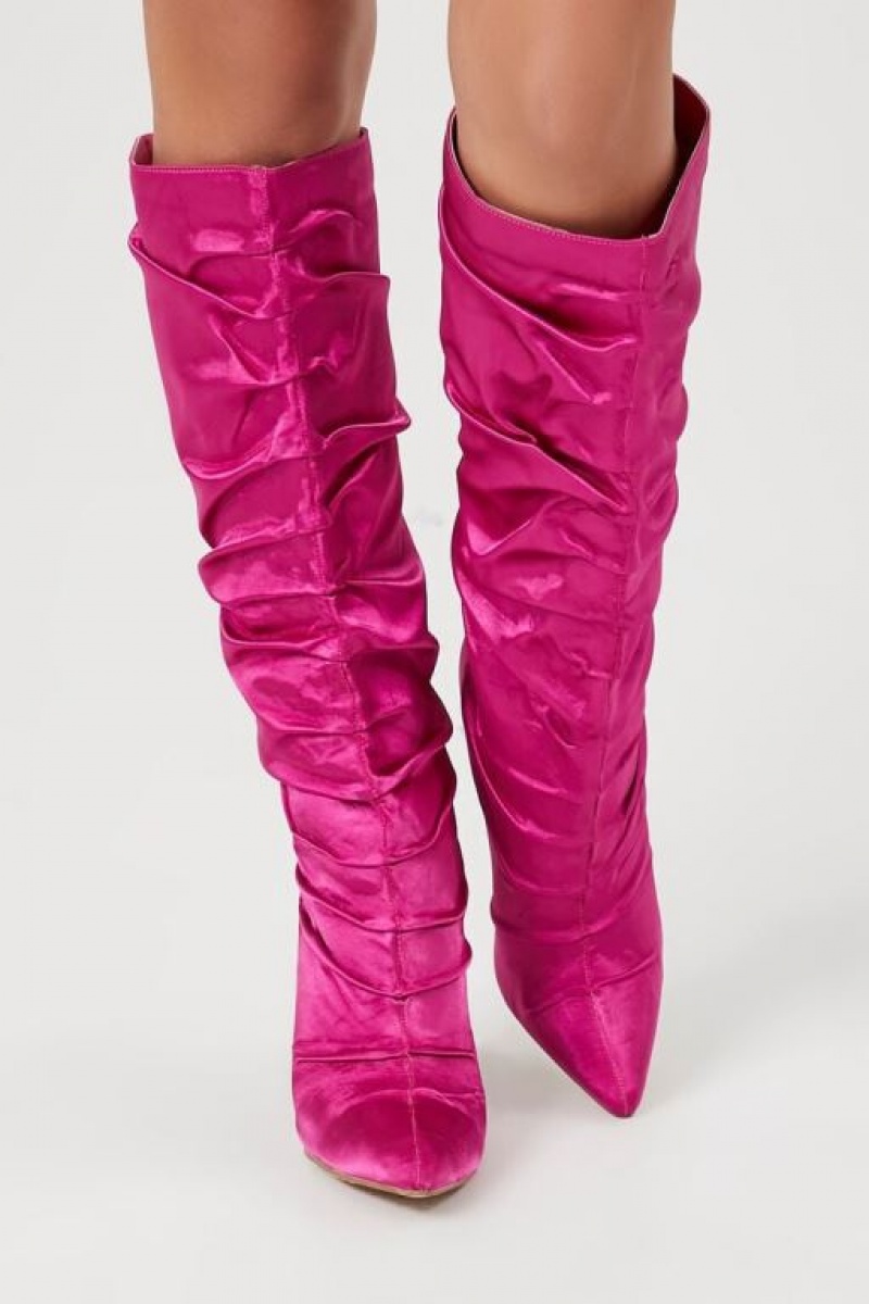 Botas Forever 21 Ruched Satin Pointed Toe Mujer Rosas | lekYXQGLYDh