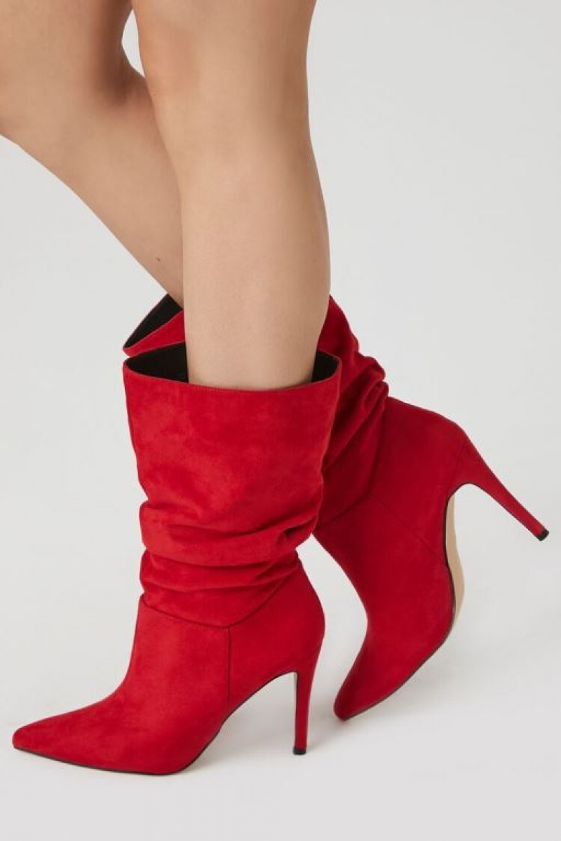 Botas Forever 21 Ruched Stiletto Mujer Rojas | SF9eg3rGdKL