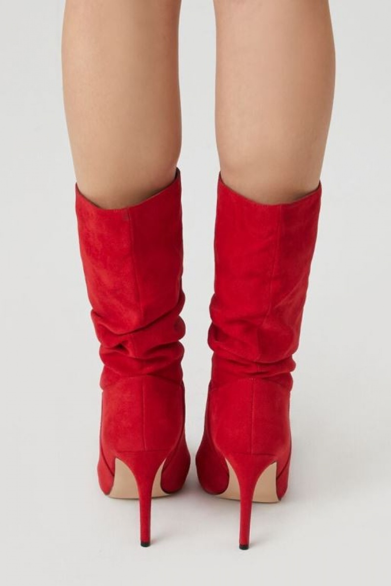 Botas Forever 21 Ruched Stiletto Mujer Rojas | SF9eg3rGdKL