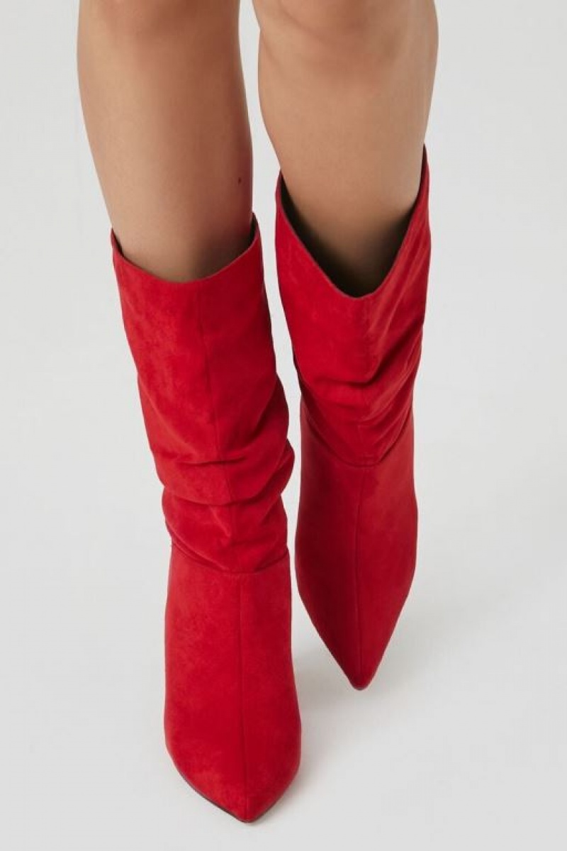 Botas Forever 21 Ruched Stiletto Mujer Rojas | SF9eg3rGdKL