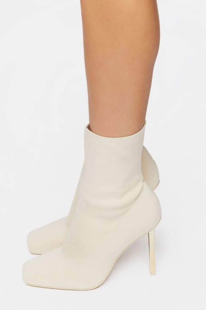 Botas Forever 21 Stiletto Sock Booties Mujer Creme | hzswMstz9oH