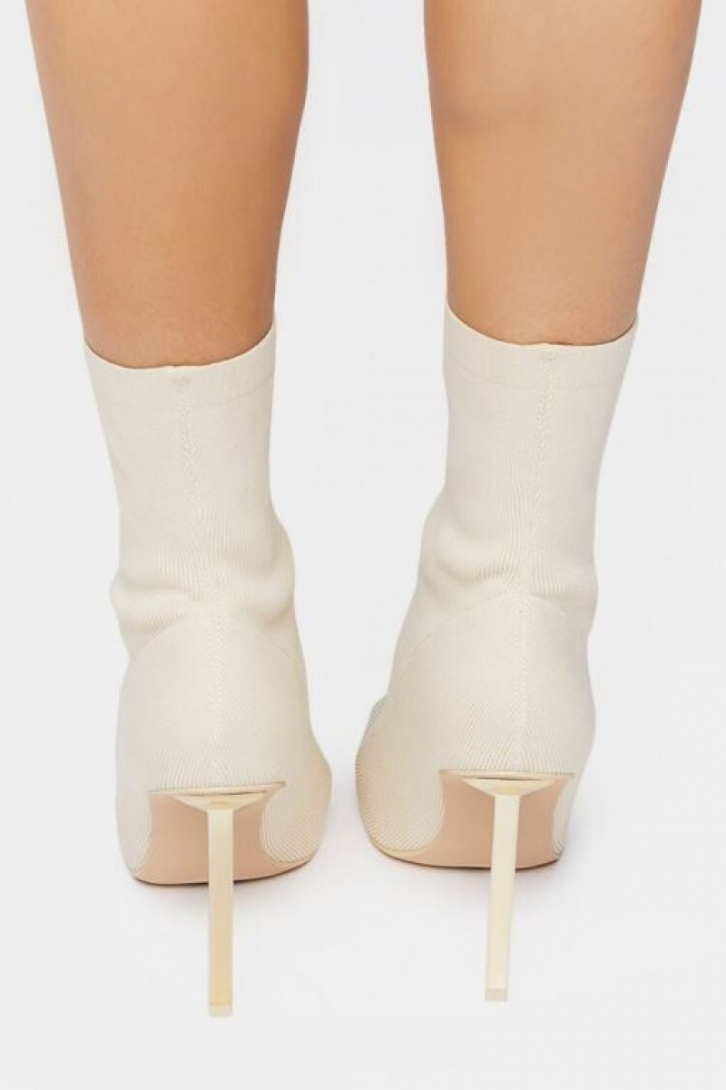 Botas Forever 21 Stiletto Sock Booties Mujer Creme | hzswMstz9oH