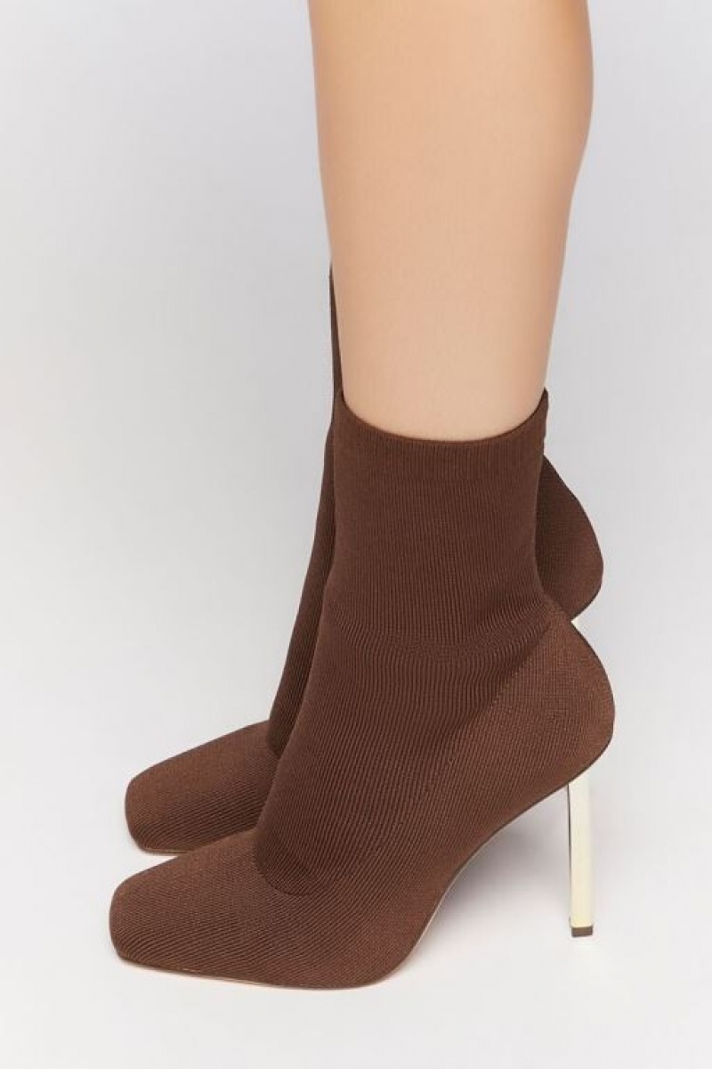 Botas Forever 21 Stiletto Sock Booties Mujer Marrones | Iu53cugEErq