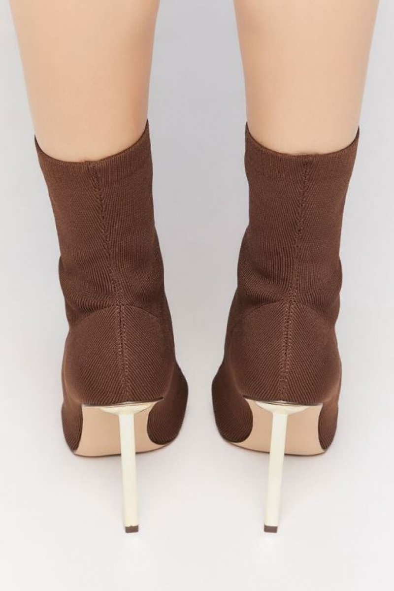 Botas Forever 21 Stiletto Sock Booties Mujer Marrones | Iu53cugEErq