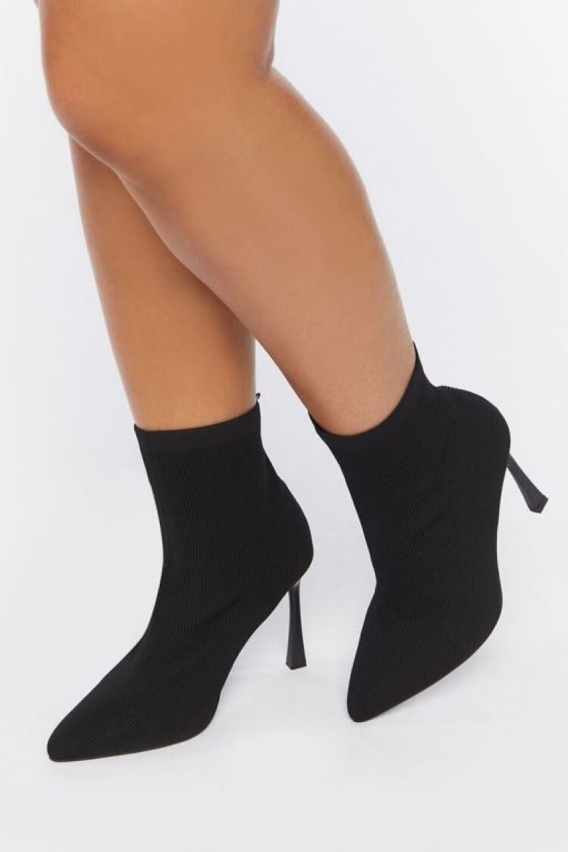 Botas Forever 21 Stiletto Sock Booties Wide Mujer Negras | 4USzFyxhmfy