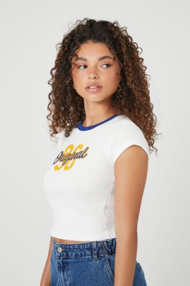 Camisa Forever 21 Acanalado Knit Original Cropped Mujer Creme Multicolor | gLrlJHf28oW