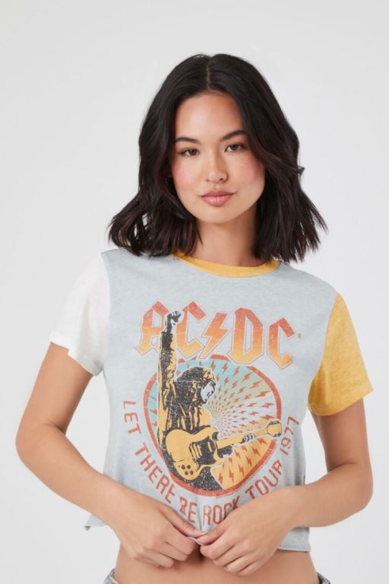 Camisa Forever 21 Acdc Estampadas Cropped Mujer Verde Multicolor | 4pObSlnVYaP