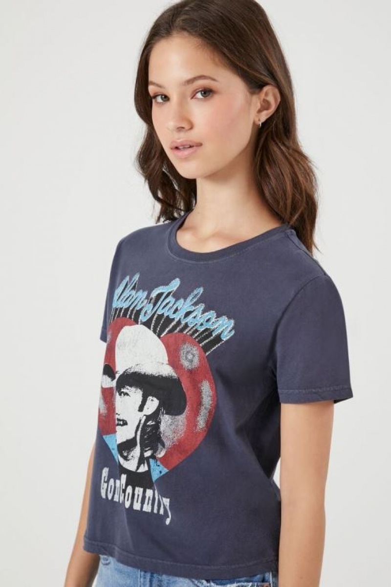 Camisa Forever 21 Alan Jackson Estampadas Baby Mujer Azules Multicolor | CKqKgk3cbHu