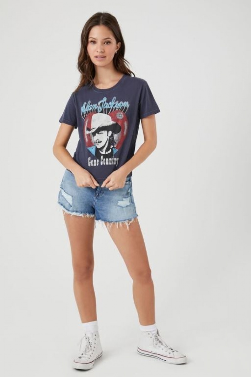 Camisa Forever 21 Alan Jackson Estampadas Baby Mujer Azules Multicolor | CKqKgk3cbHu