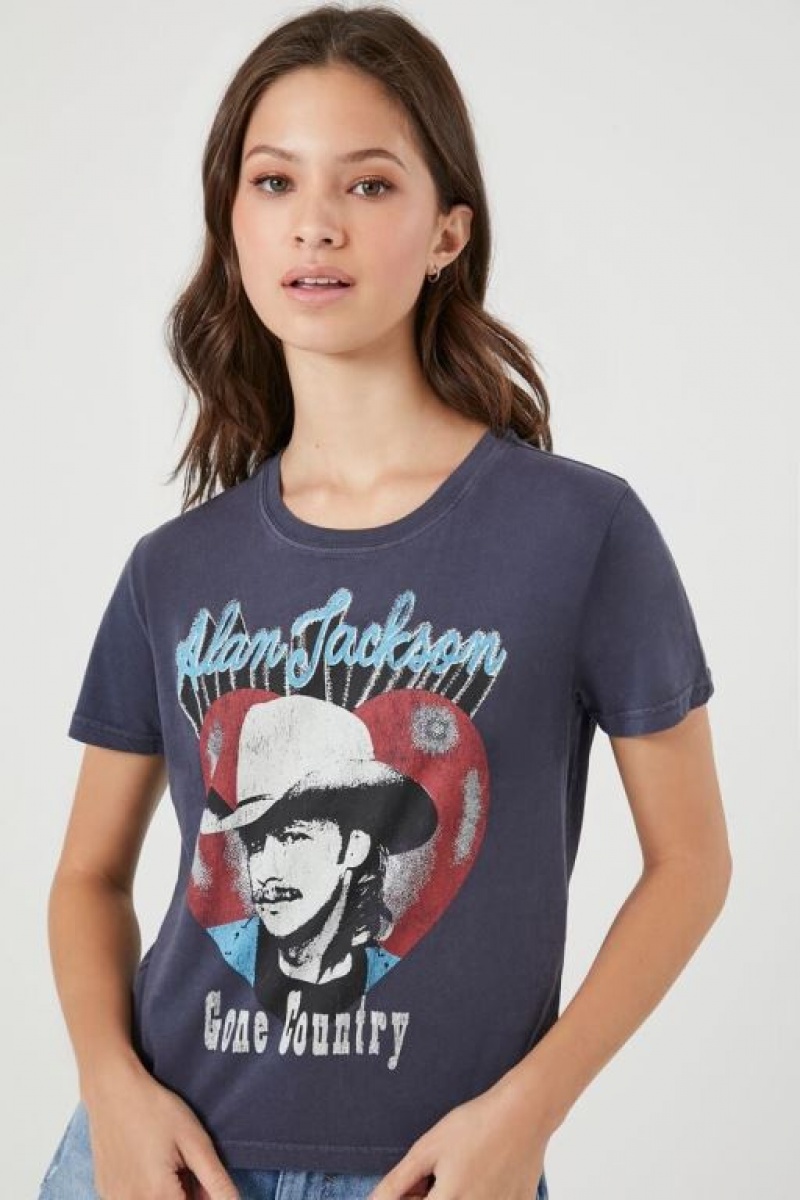 Camisa Forever 21 Alan Jackson Estampadas Baby Mujer Azules Multicolor | CKqKgk3cbHu