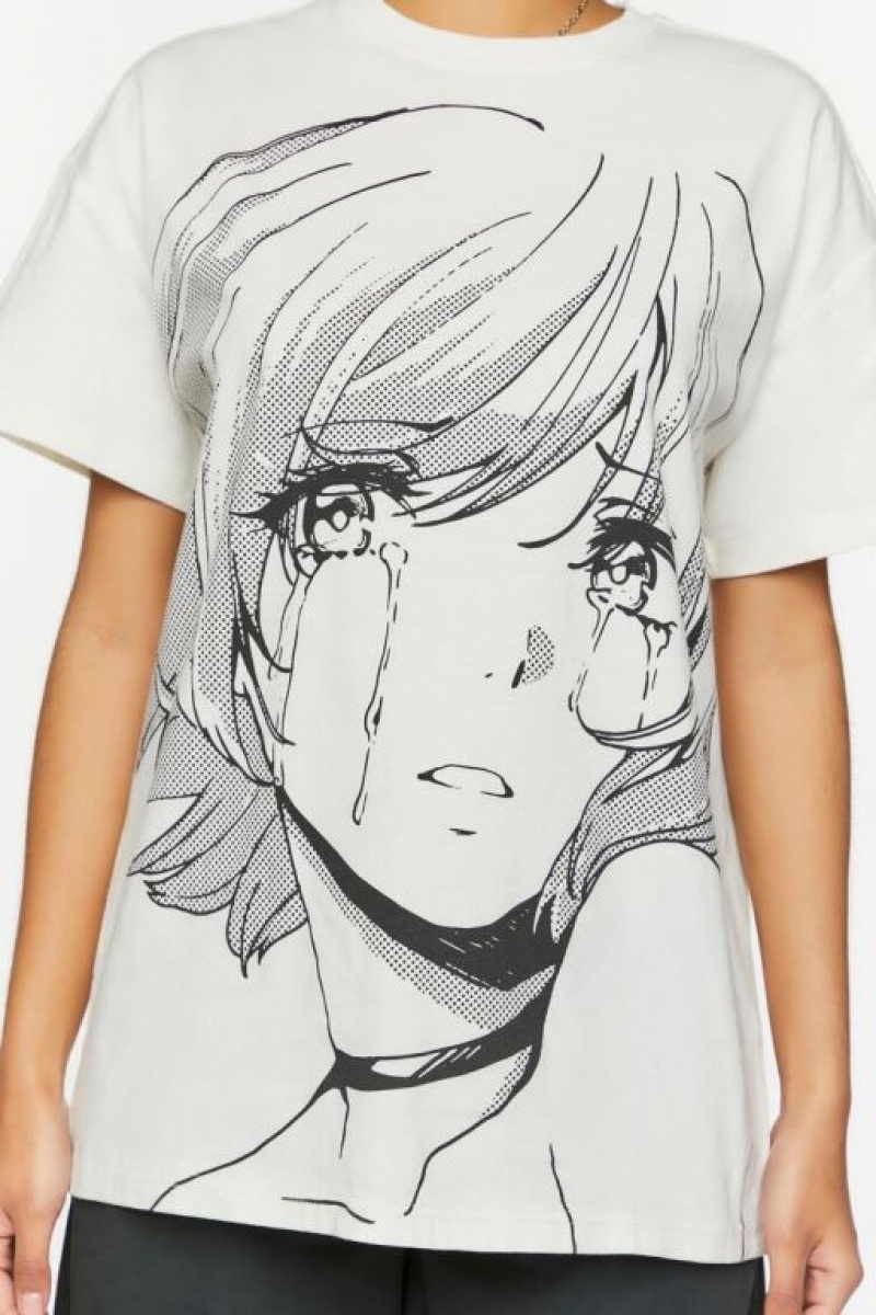 Camisa Forever 21 Animebae Sad Girl Estampadas Mujer Blancas Multicolor | ZkQtgmssWVL