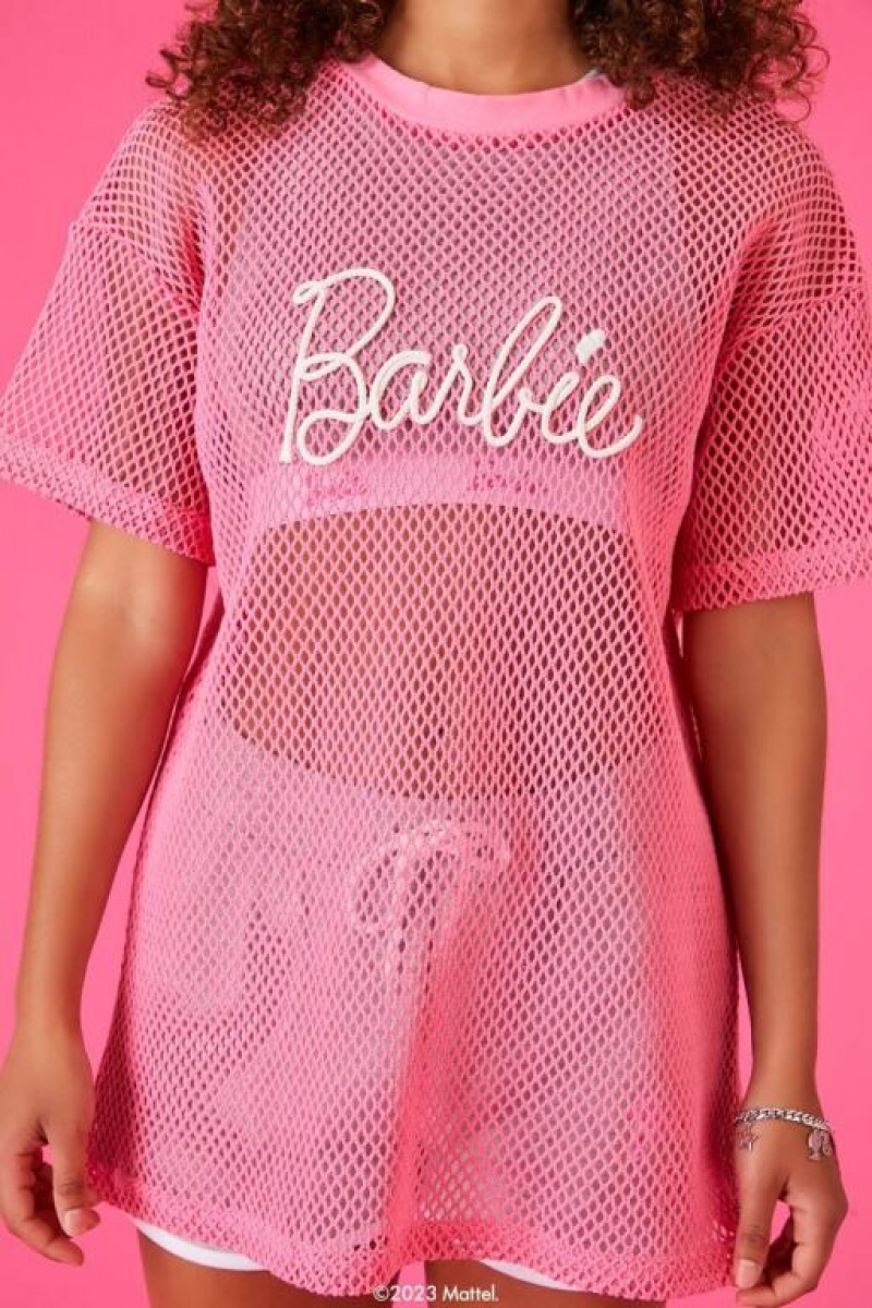 Camisa Forever 21 Barbie Netted Mesh Mujer Rosas Multicolor | ZpvLYJnP1eR