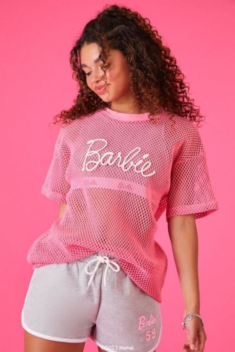 Camisa Forever 21 Barbie Netted Mesh Mujer Rosas Multicolor | ZpvLYJnP1eR