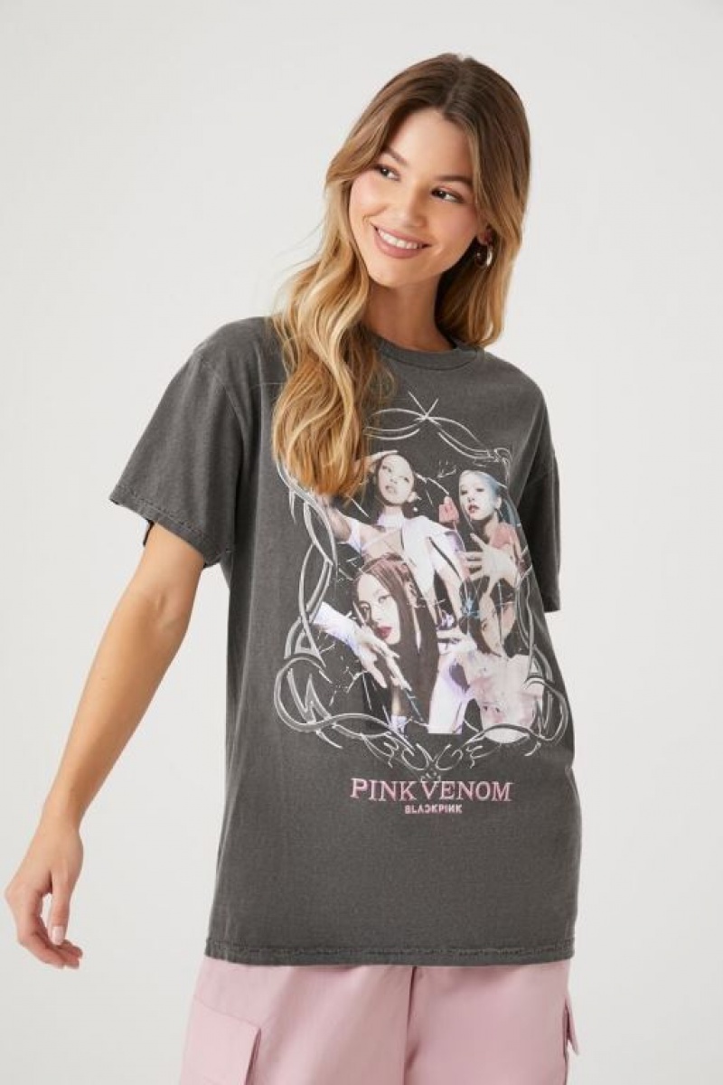 Camisa Forever 21 Blackpink Pink Venom Estampadas Mujer Gris Multicolor | FwjlbHahg9o