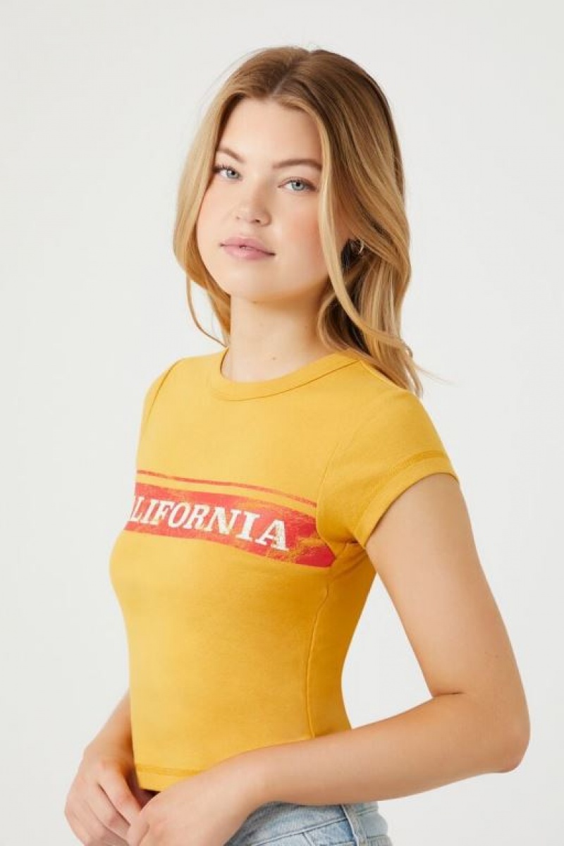 Camisa Forever 21 California Estampadas Baby Mujer Amarillo Multicolor | ZNd4zwYLySB