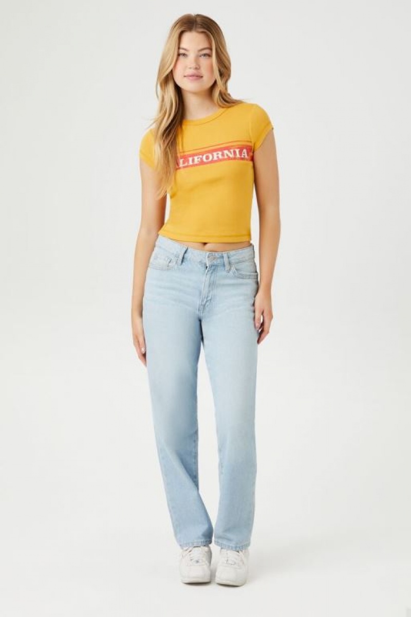 Camisa Forever 21 California Estampadas Baby Mujer Amarillo Multicolor | ZNd4zwYLySB