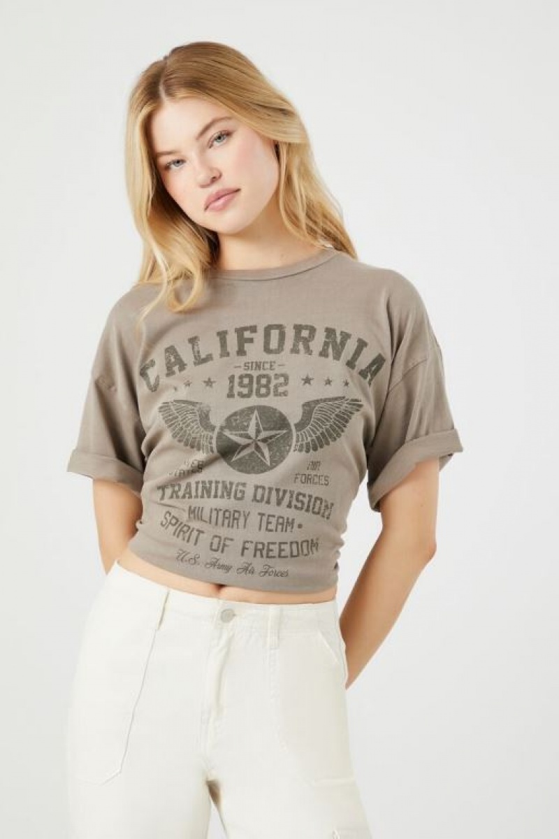 Camisa Forever 21 California Training Division Estampadas Mujer Kaki Multicolor | zZNrnyLfeRq