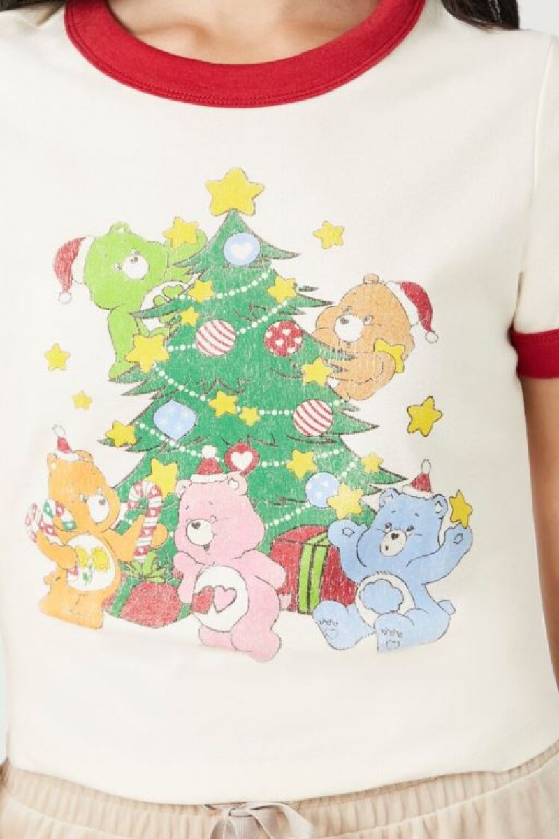 Camisa Forever 21 Christmas Care Bears Estampadas Ringer Baby Mujer Creme Multicolor | nt83Poc8Pod