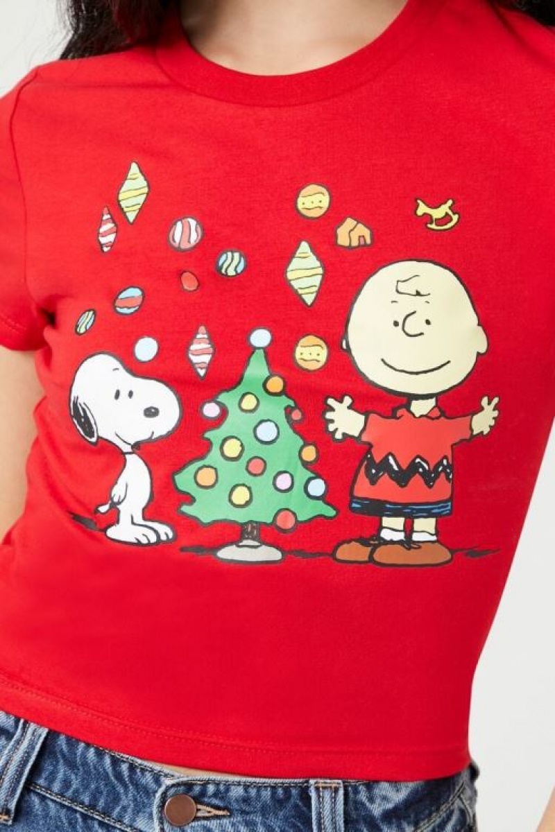 Camisa Forever 21 Christmas Charlie Brown Estampadas Mujer Rojas Multicolor | BY1OVu68bth