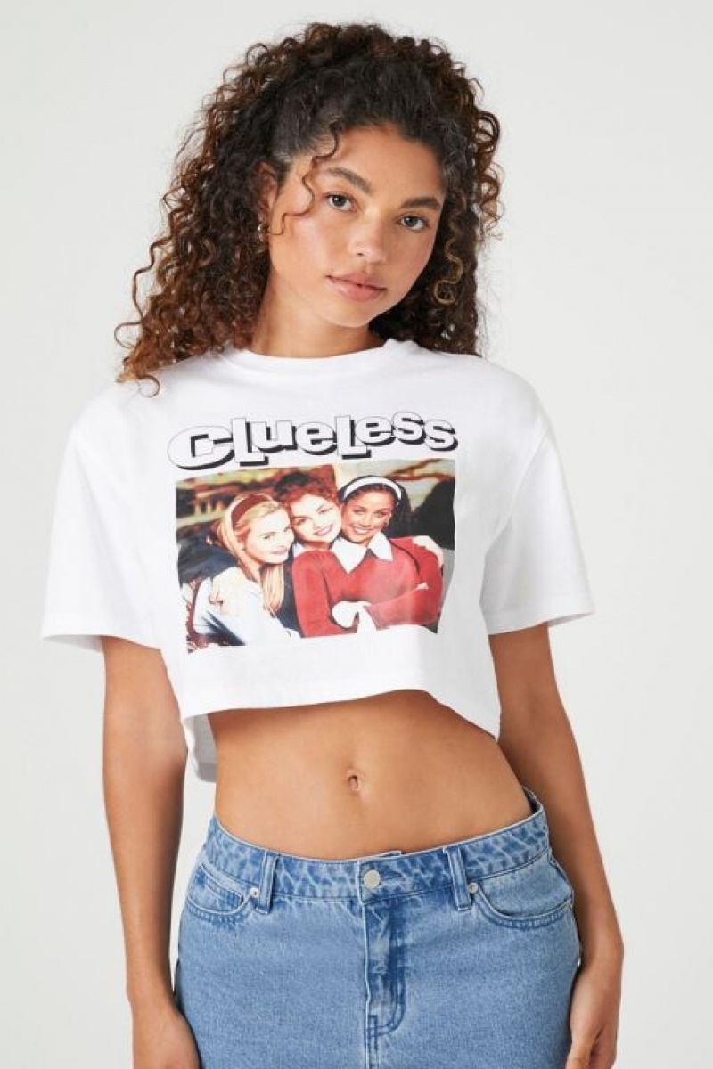 Camisa Forever 21 Clueless Estampadas Cropped Mujer Blancas Multicolor | Xs6TZvZZHUZ