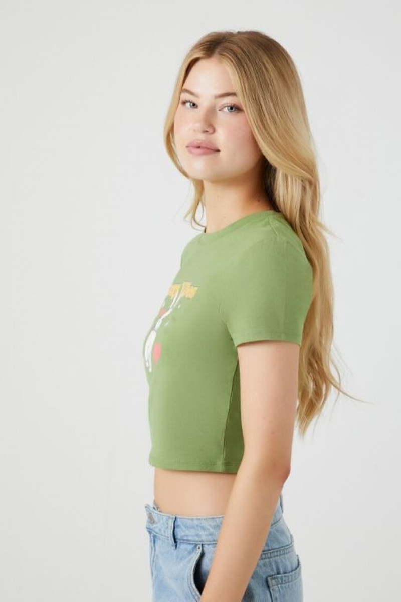 Camisa Forever 21 Cozy Vibes Estampadas Cropped Mujer Verde Multicolor | nY6Zetf4mC1